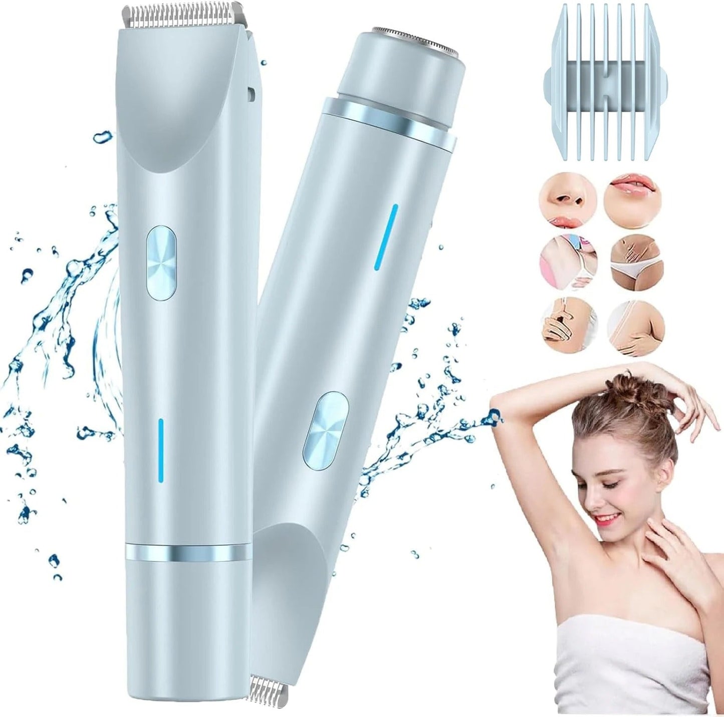 2’si 1 Arada Ağrısız Bikini Bölgesi Tıraş Makinesi – Su Geçirmez & Hassas Ciltler İçin Uygun